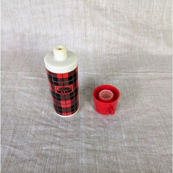 1970s Avon Thermos Red Plaid Glass Wild Country After Shave EMPTY - Picture 4 of 6